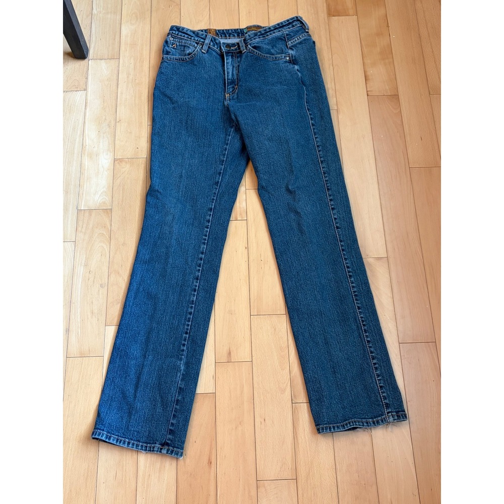 Wrangler Aura Jeans Women 10P Long Blue Straight Leg Stretch Western WU037DS